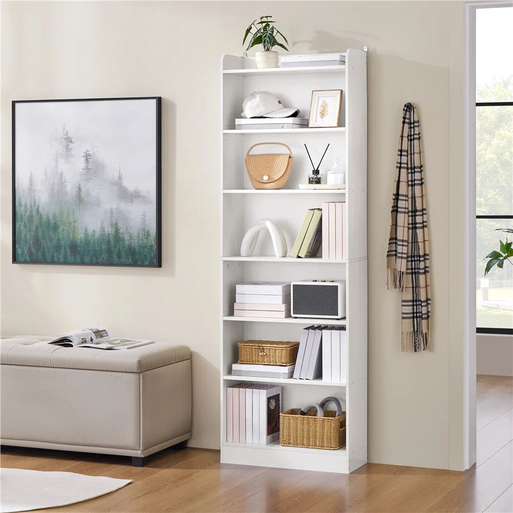 Tall Vertical Six Tier Storage Bookshelf Organizer