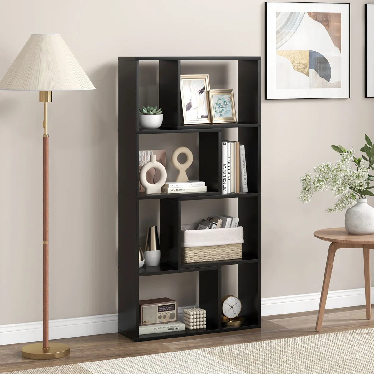 Modern Geometric Multi Tiered Display Storage Bookshelf