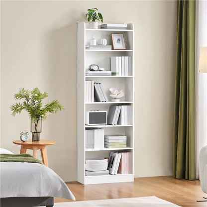 Tall Vertical Six Tier Storage Bookshelf Organizer