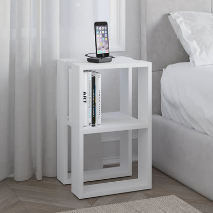 White Bedside Table with Open Shelves
