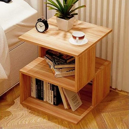 Modern Bedside Table with Storage Shelves - Light Orange