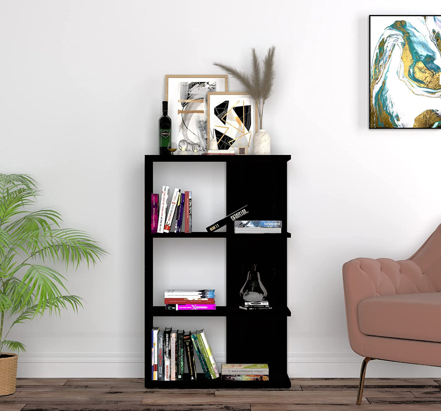 Minimalist Open Shelf Bookshelf – Modern Storage Solution - Black