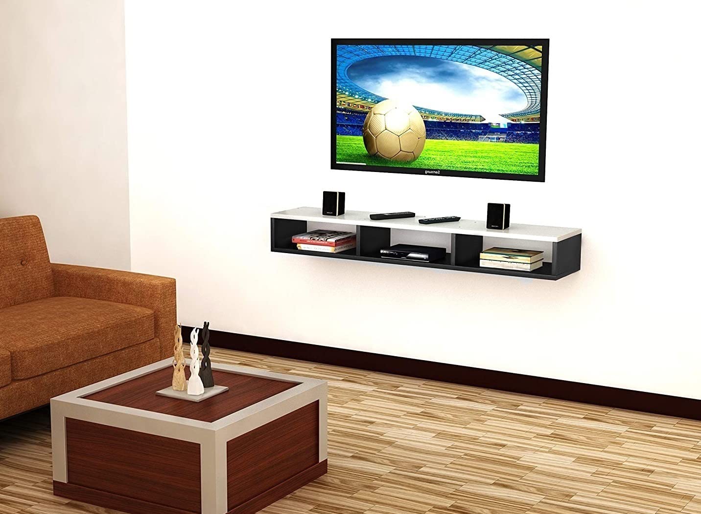 Wall Mounted TV Unit and Cabinet Measuring 110x24x18 cm