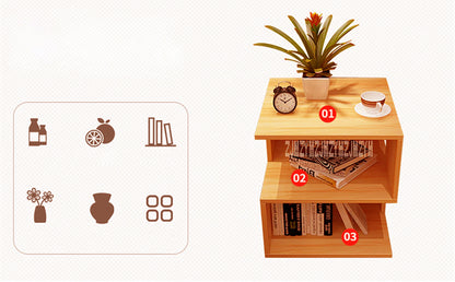 Modern Bedside Table with Storage Shelves - Light Orange