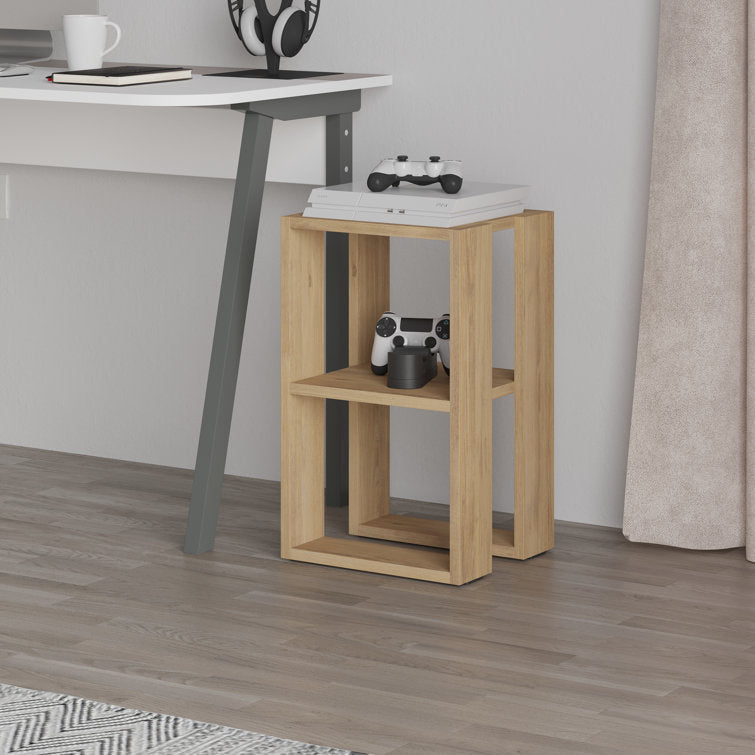 White Bedside Table with Open Shelves