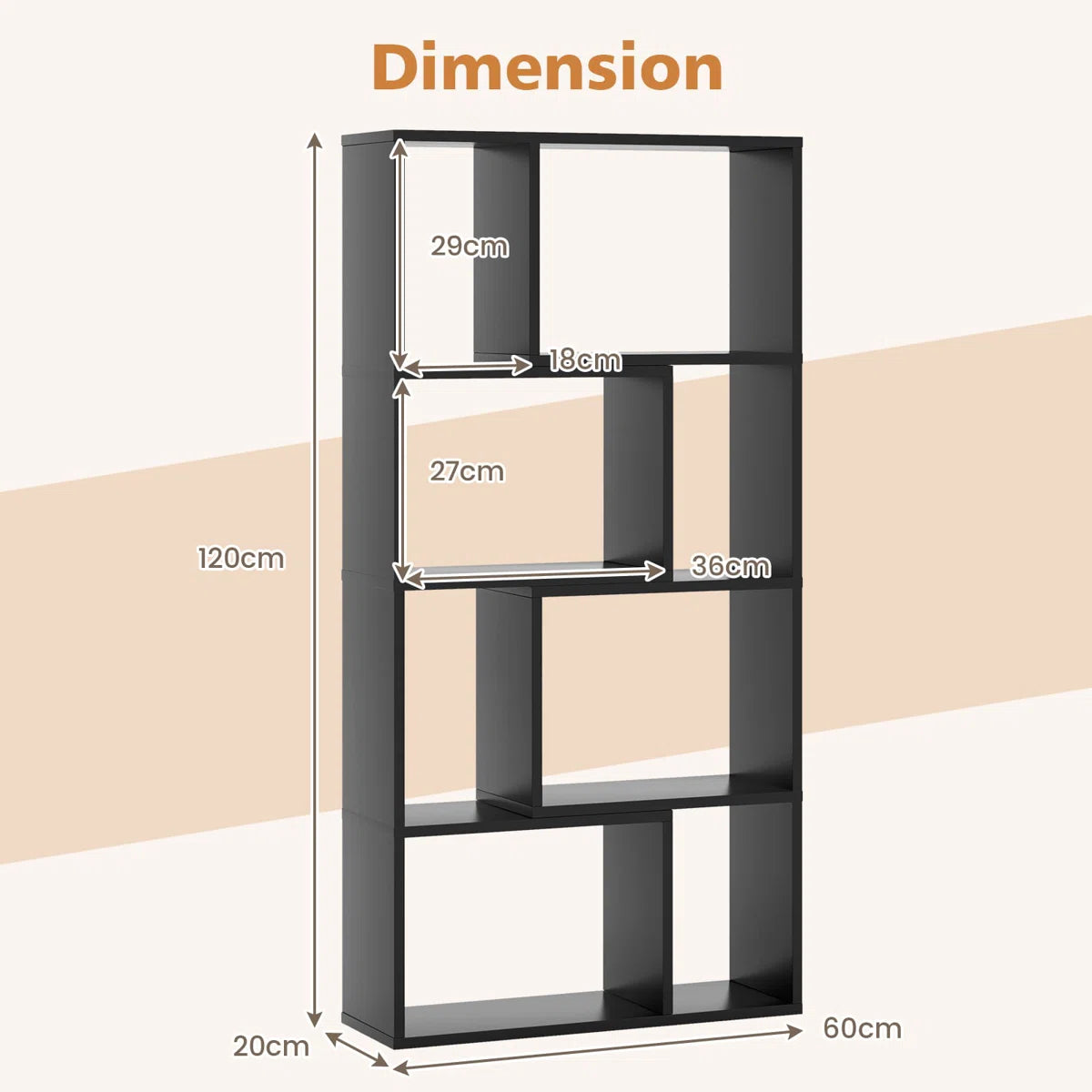 Modern Geometric Multi Tiered Display Storage Bookshelf