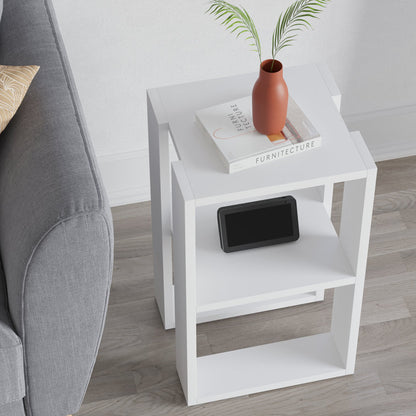White Bedside Table with Open Shelves