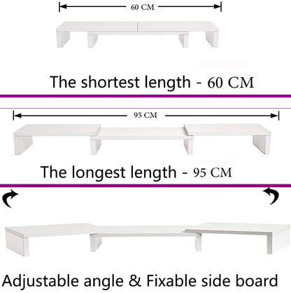 Dual Monitor Stand Riser with Storage Shelves - White