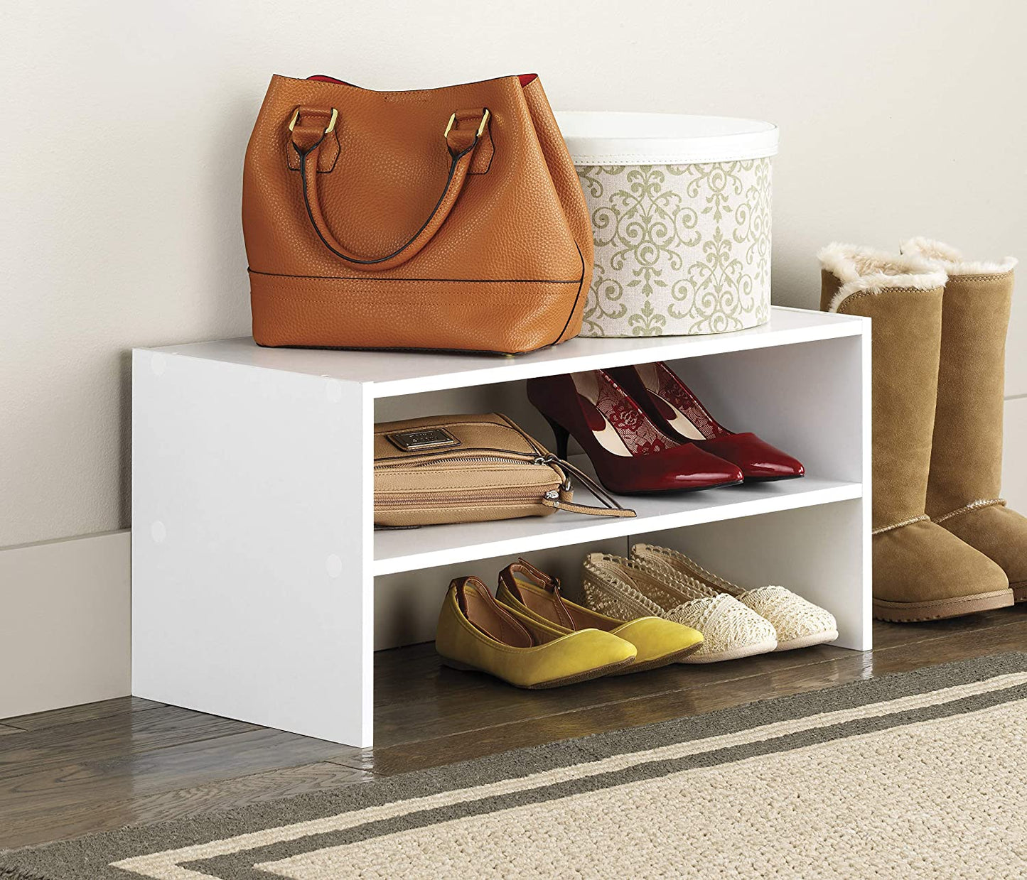 Wood Shoe Rack And Stackable White
