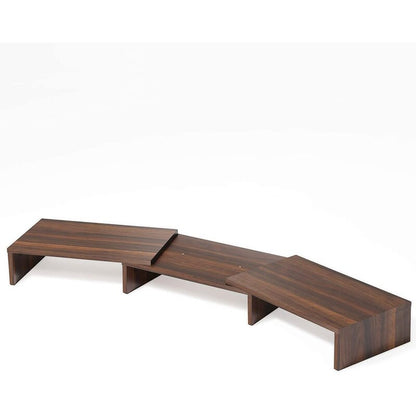 Dual Monitor Stand Riser with Storage Shelves - Brown