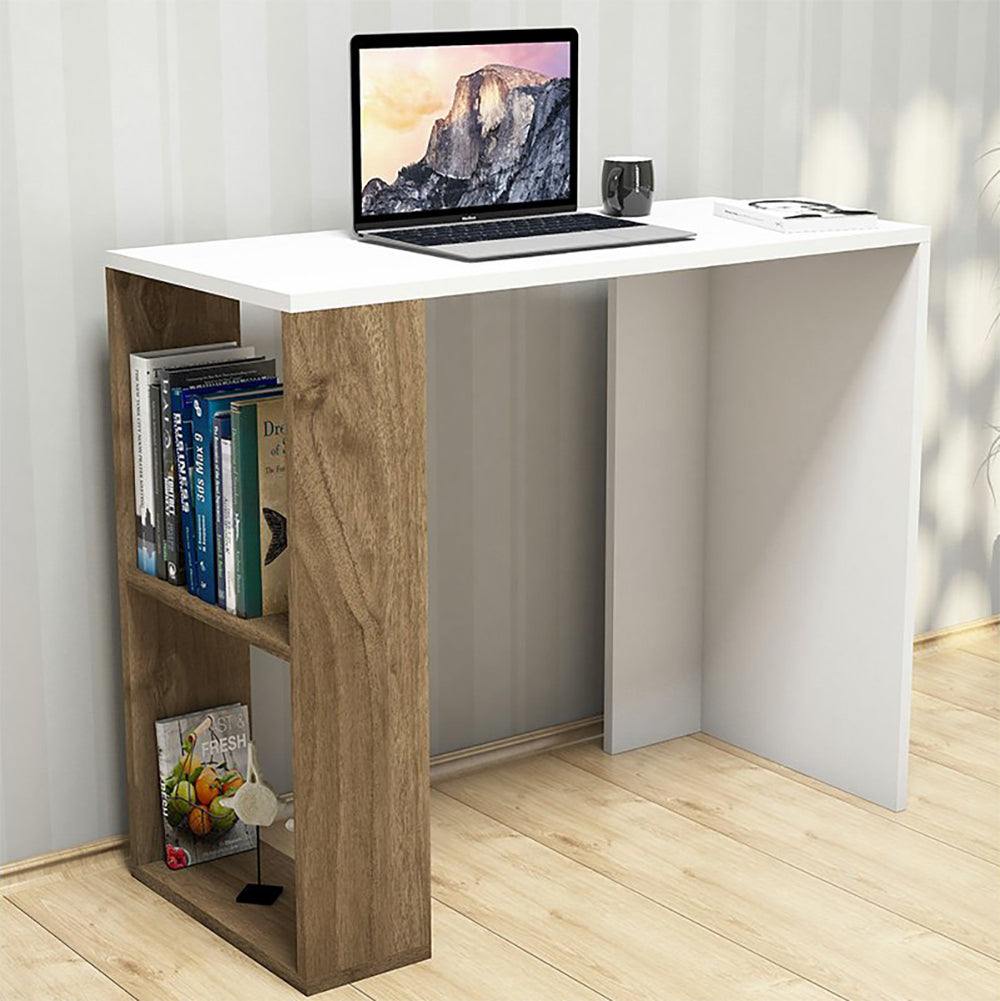 Work and Study Desk with Side Shelves