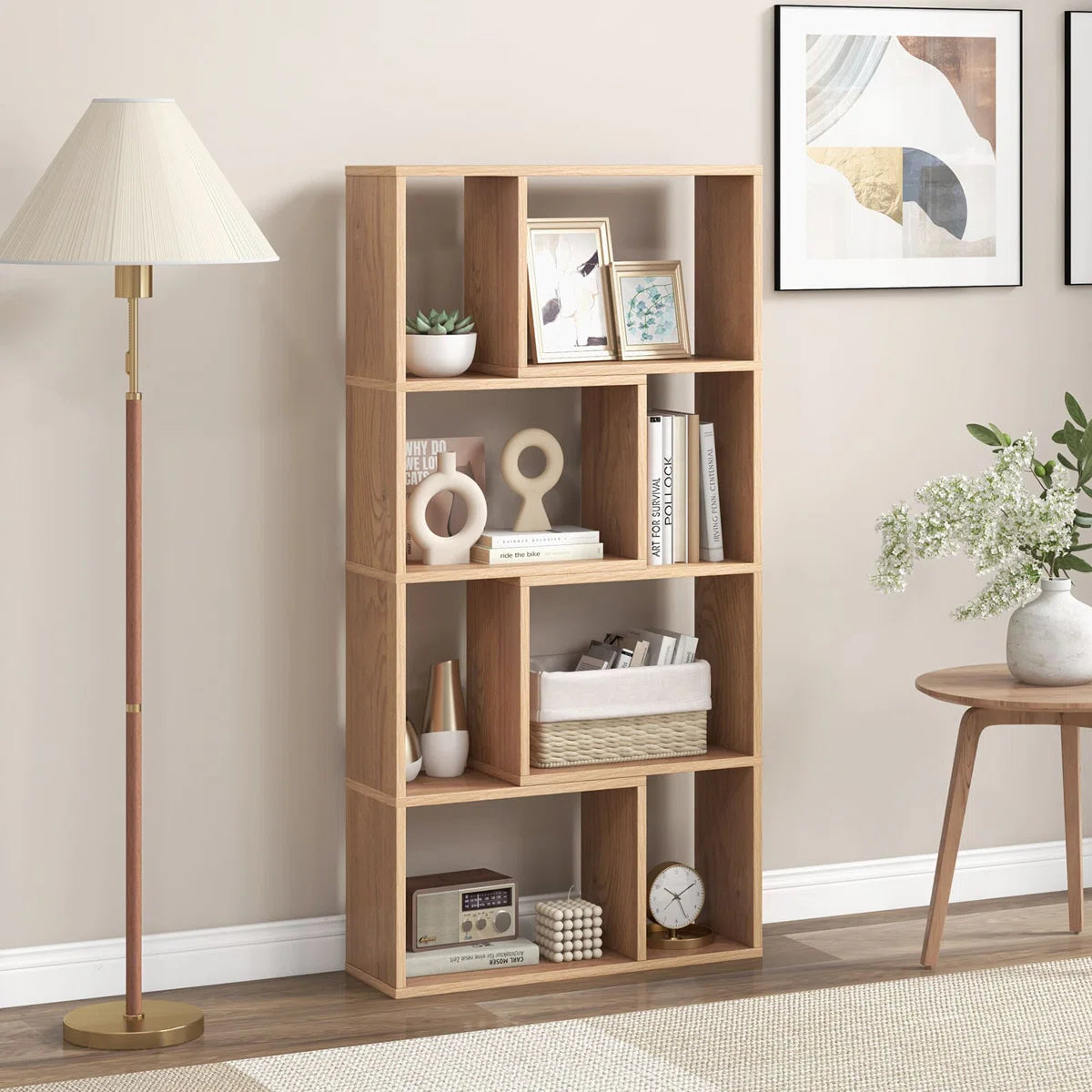 Modern Geometric Multi Tiered Display Storage Bookshelf