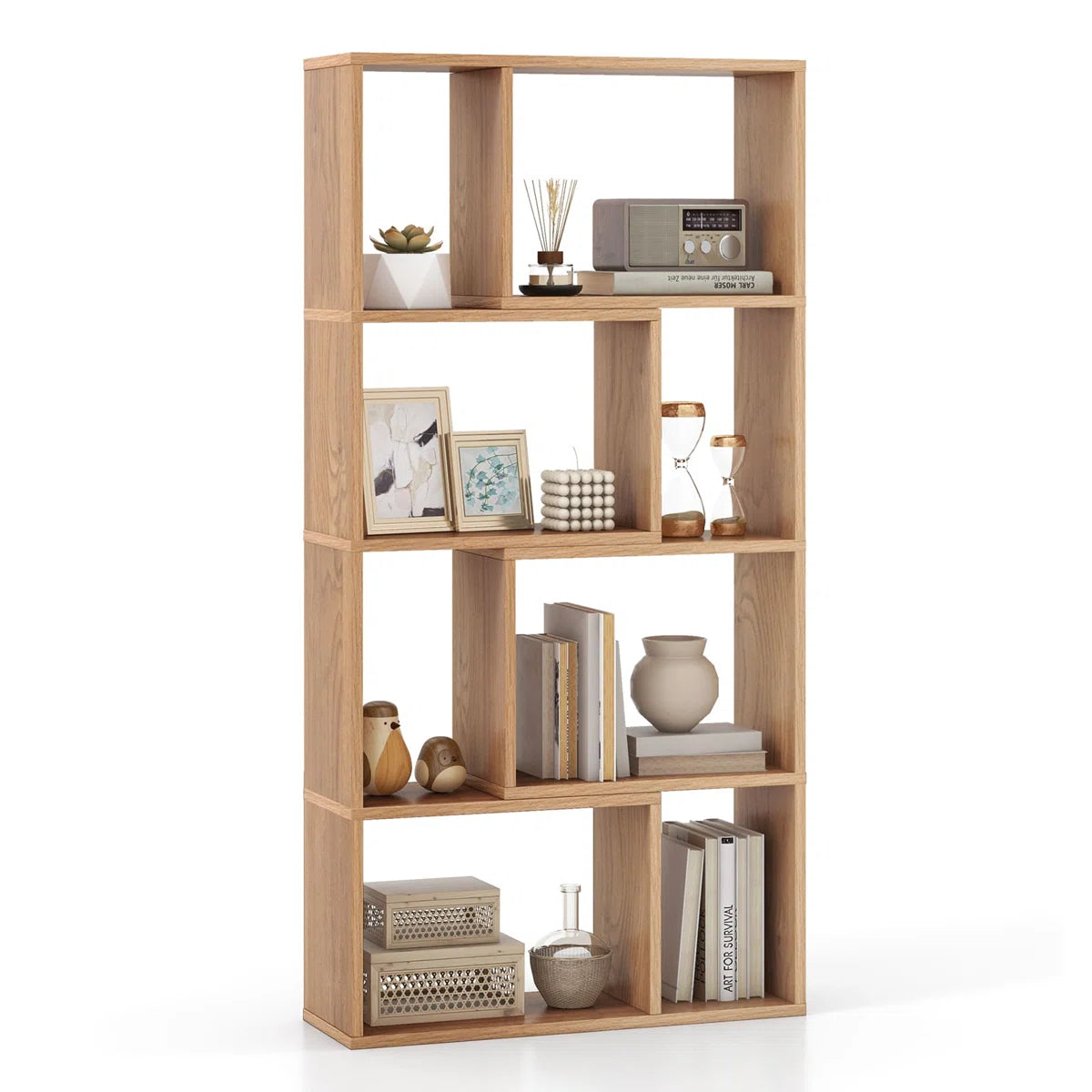 Modern Geometric Multi Tiered Display Storage Bookshelf