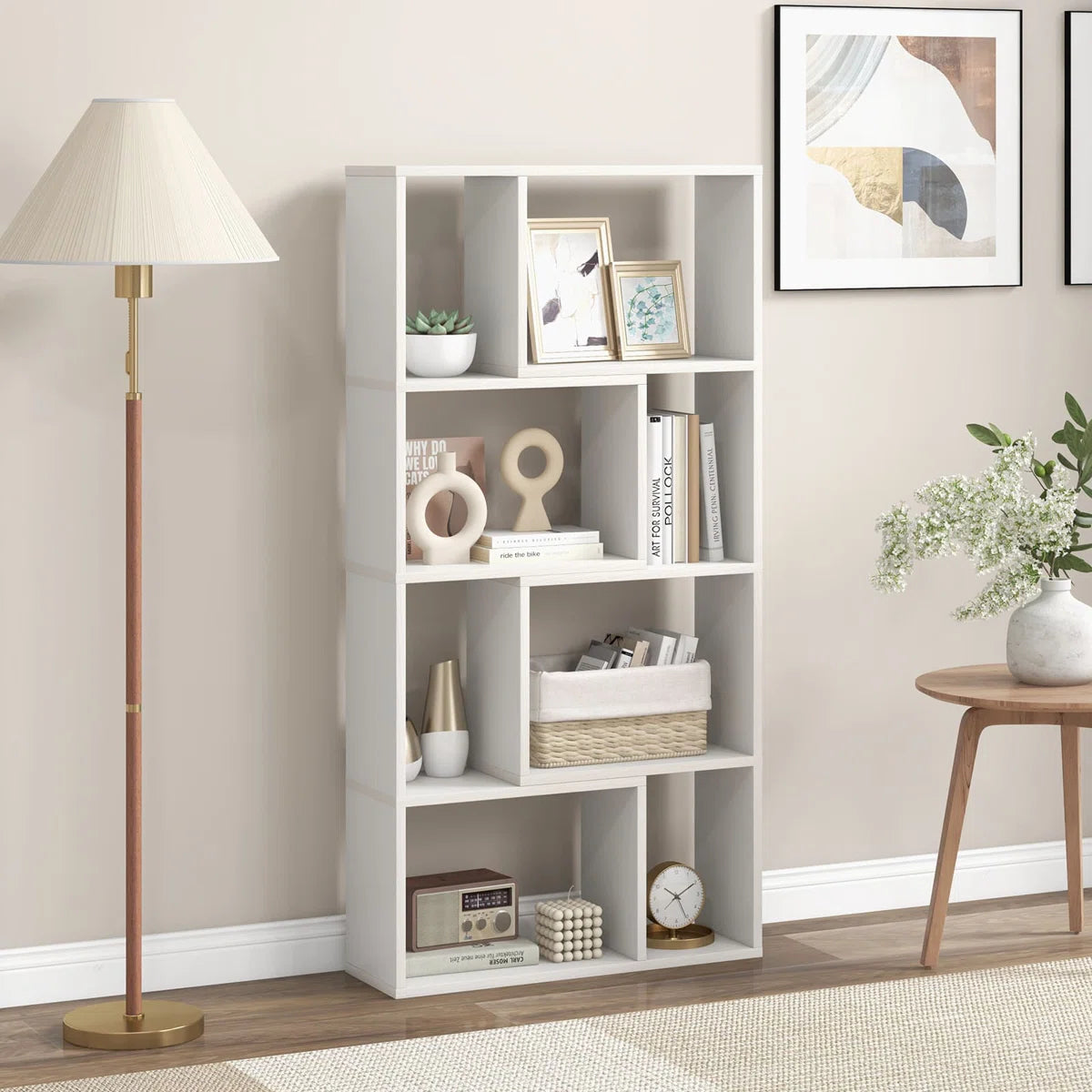 Modern Geometric Multi Tiered Display Storage Bookshelf