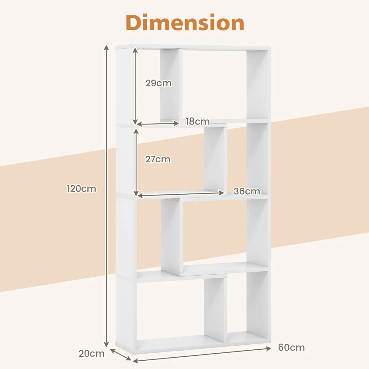 Modern Geometric Multi Tiered Display Storage Bookshelf