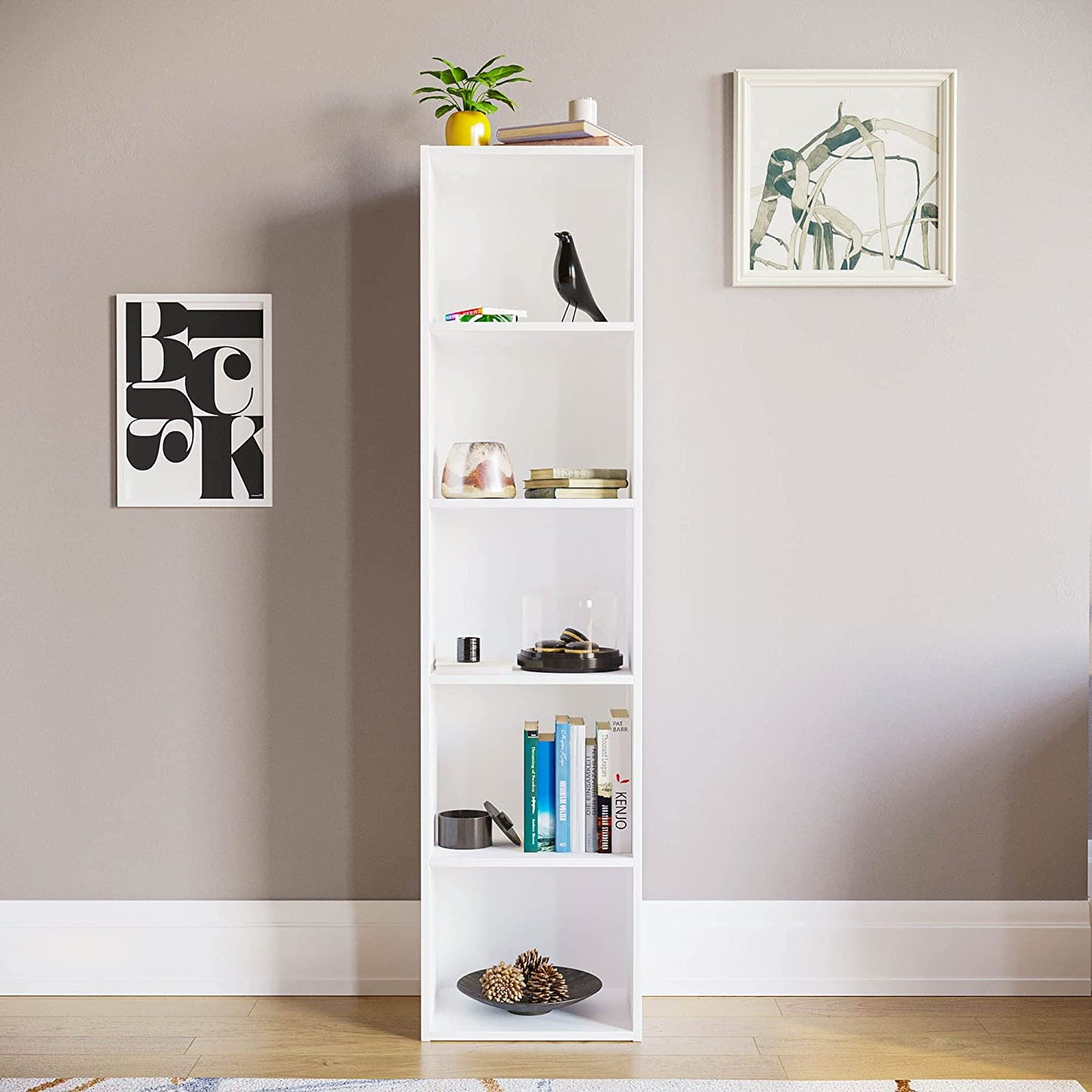 Modern 5-Tier Storage Unit with Shelves - Available in 3 Colors