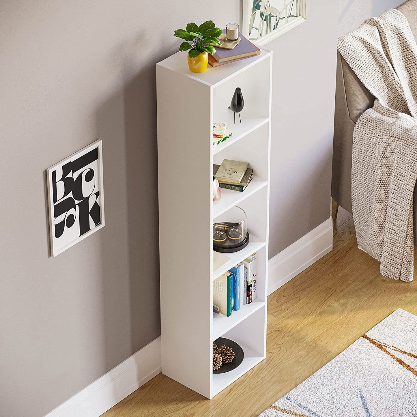 Modern 5-Tier Storage Unit with Shelves - Available in 3 Colors