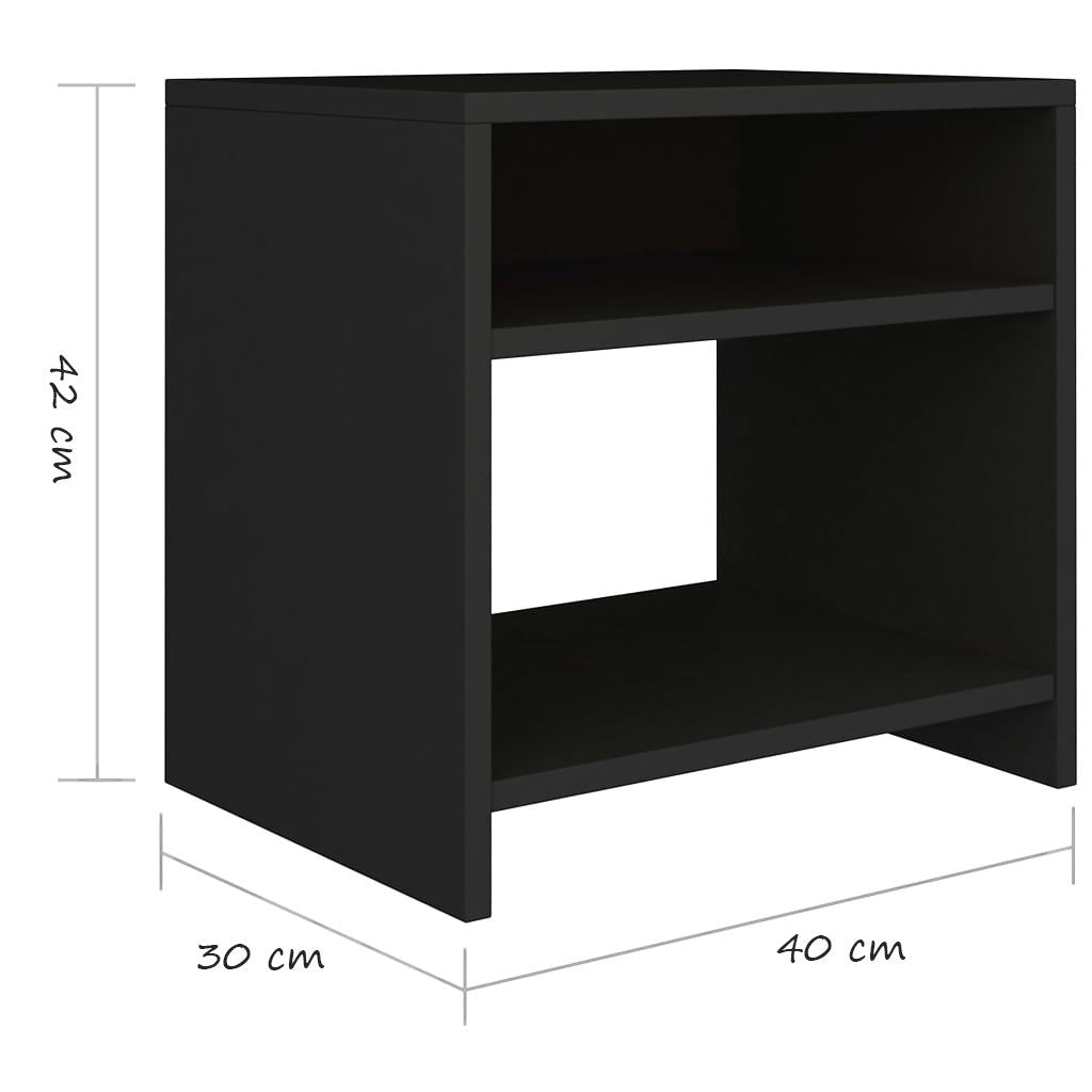 Modern Home black bedside table with an open shelf, 42cm tall, featuring a minimalist design for bedroom storage.