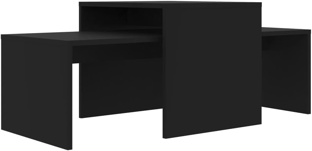 Modern Home nesting coffee table set in black engineered wood with a minimalist geometric design.