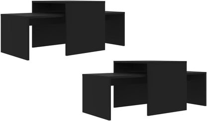 Modern Home nesting coffee table set in a sleek black finish with a minimalist geometric design.