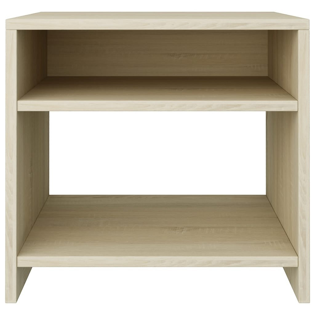 Modern Home light oak wood bedside table with an open shelf for storage and a minimalist design