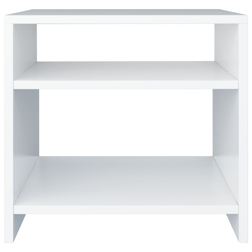 Modern Home white bedside table with an open shelf for storage and a minimalist design for bedroom furniture
