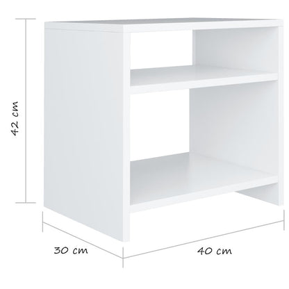 Modern Home white bedside table with an open shelf, 42cm tall, featuring a minimalist design for bedroom storage.